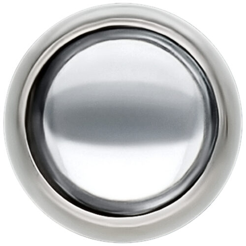 Silberner Titan Piercing-Aufsatz mit 6 mm kristallklarer Kugel auf weißem Hintergrund