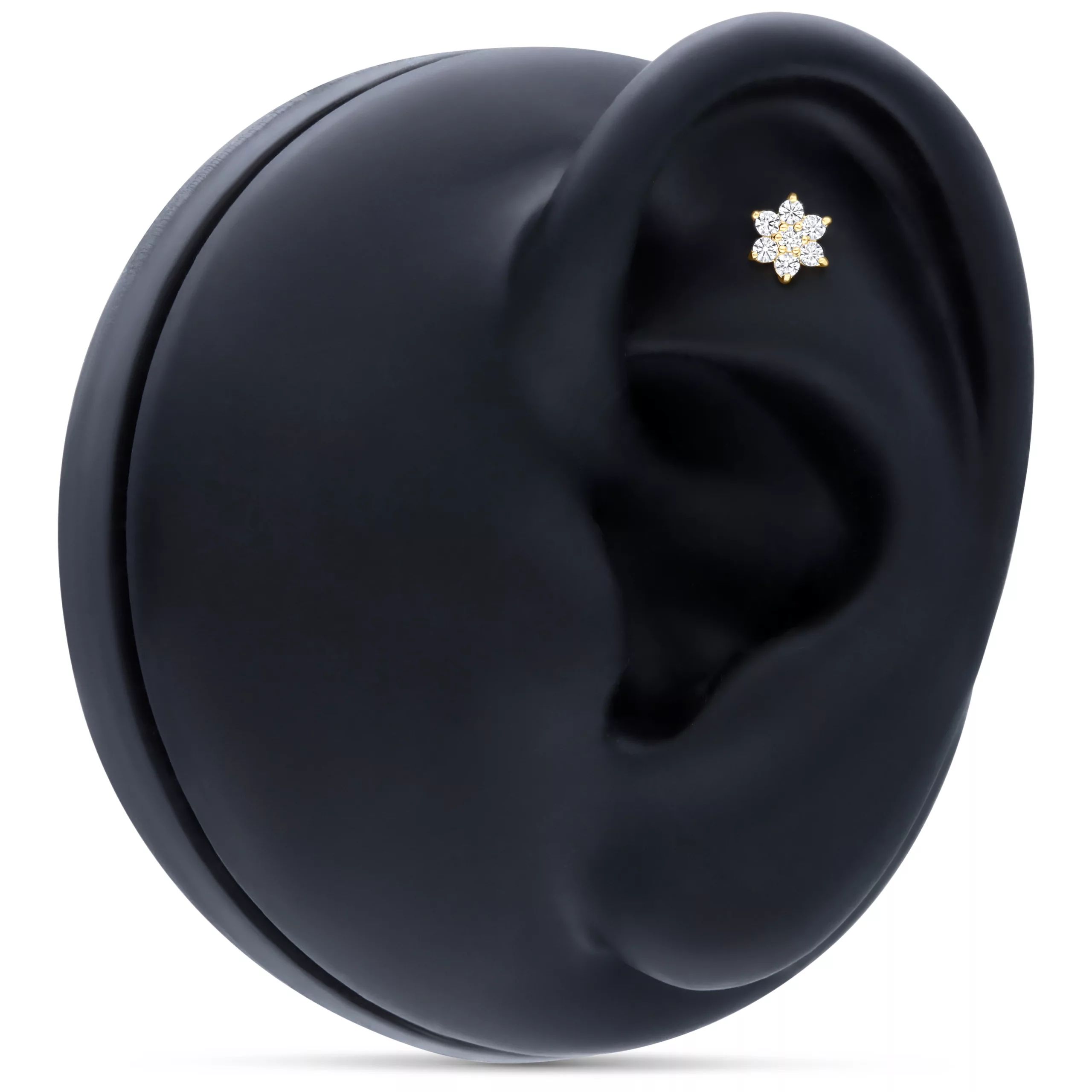 18k Earbarbell Crystal Flower 18k Earbarbell Crystal Flower