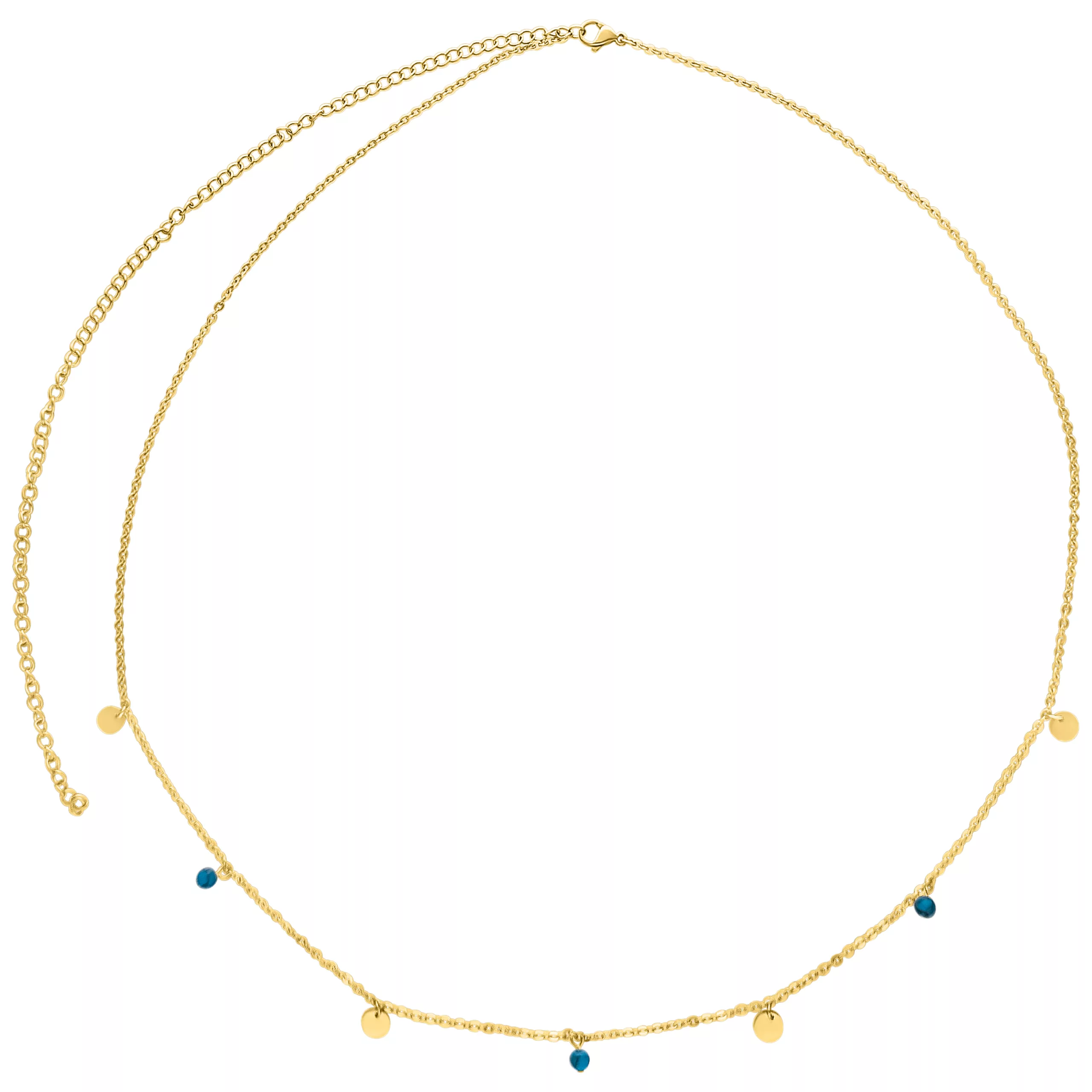 Doublerow catene da pancia oro di Wildcat Catena da pancia doppia in oro con piccoli ciondoli su sfondo bianco