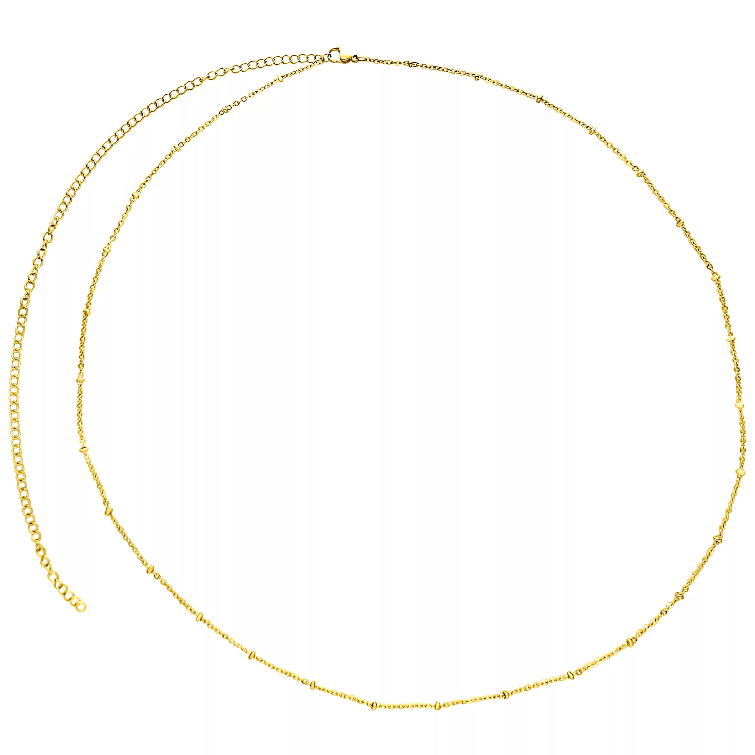 Doppia catena dorata per il ventre Catene per il ventre a due file in oro su sfondo bianco