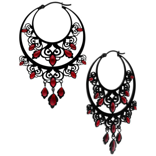 Orecchini Hoops Chandelier Acciaio Nero