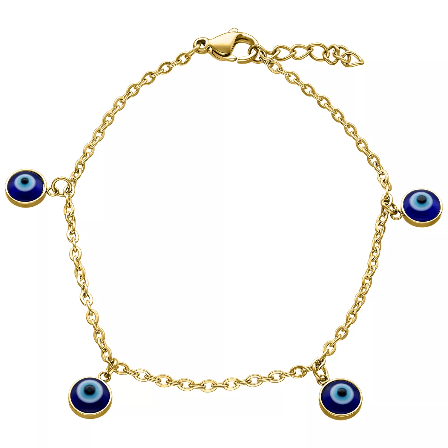 Little Nazar braccialetto in oro Braccialetto d'oro con ciondoli Nazar su sfondo bianco