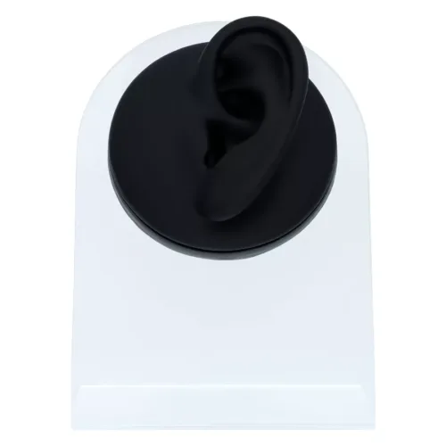 Body Bit Ear in silicone nero su sfondo bianco