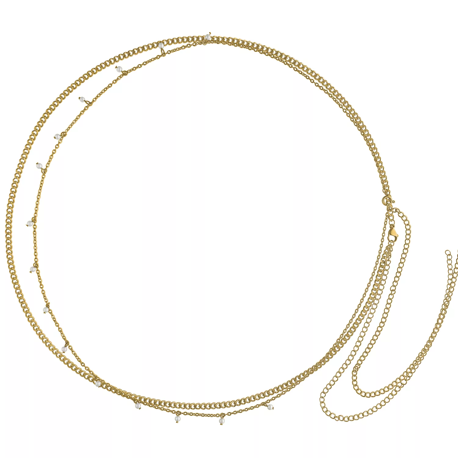 Catenina da pancia doppia Pearl dorata Catenina da pancia dorata in acciaio chirurgico 316L con perle