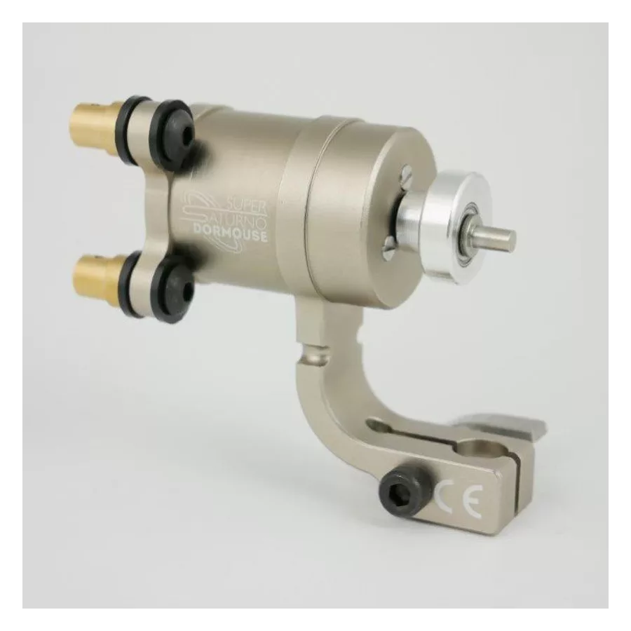 Macchina per tatuaggi dorata in alluminio su sfondo bianco