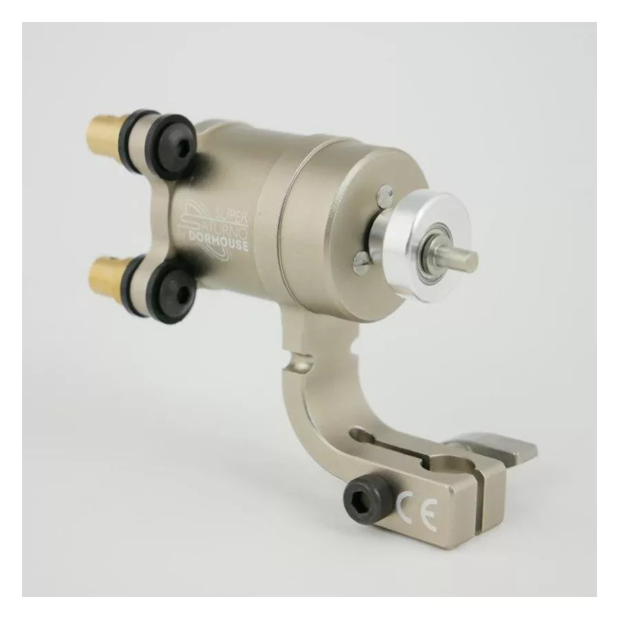 Macchina per tatuaggi rotativa dorata in alluminio su sfondo bianco