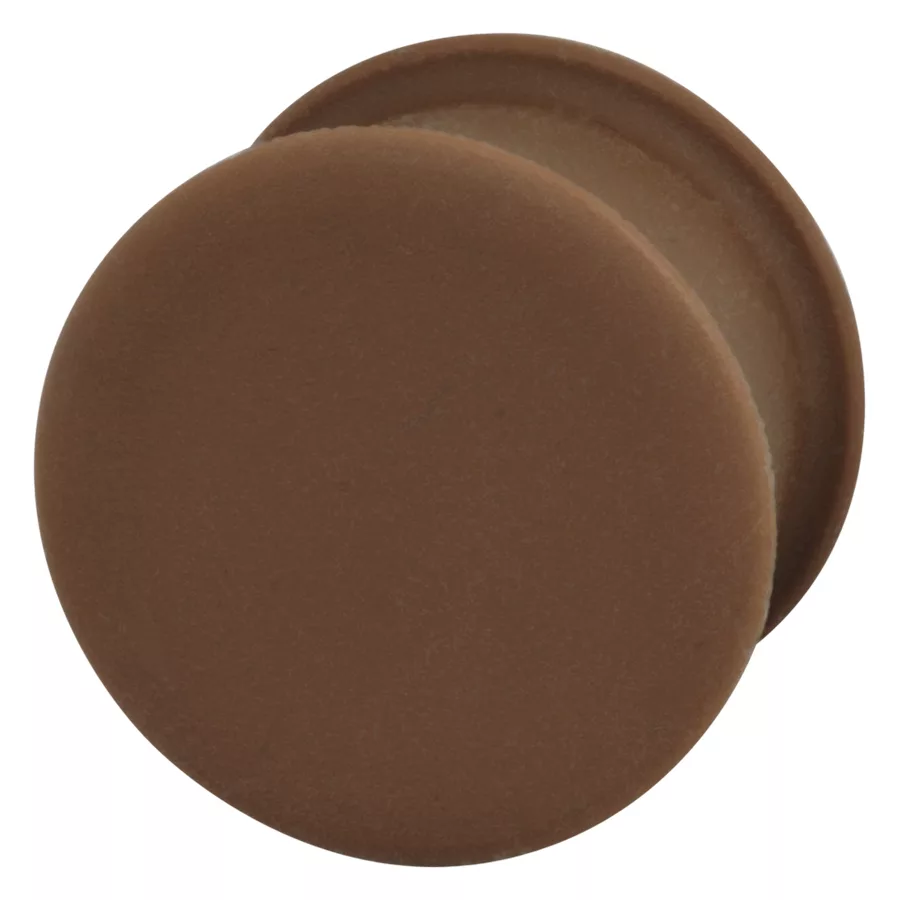 Brauner Silikon Plug in 12 mm Größe auf weißem Hintergrund