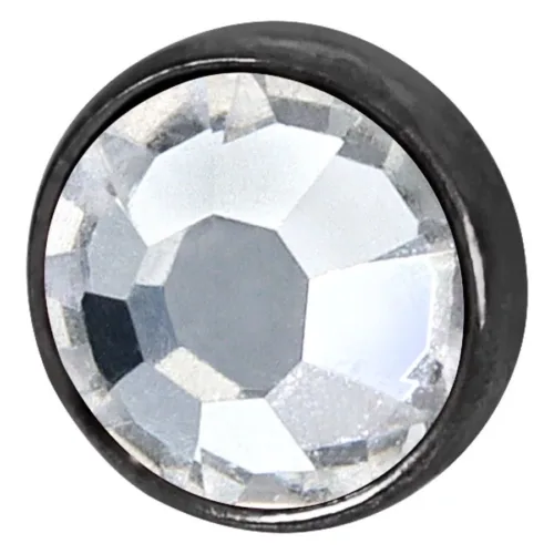 Schwarzer Titan Aufsatz mit klaren Kristall auf weißem Hintergrund