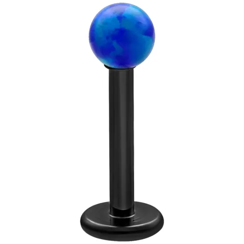 Labret in opale sintetico blu scuro con asta nera