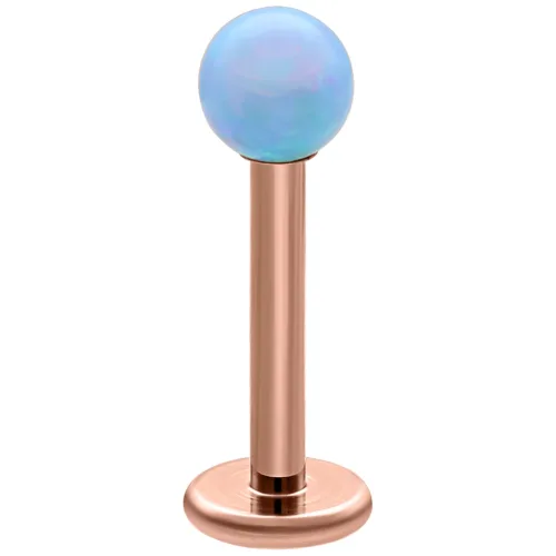 Labret in opale azzurro chiaro con asta in titanio oro rosa, lunghezza 5,0 mm