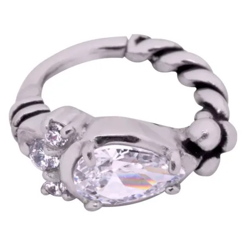 Hinged Ring cristalli goccia in acciaio