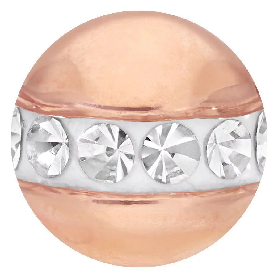 Runder Piercing-Aufsatz aus roségoldenem Chirurgenstahl mit klaren Kristallen auf weißem Hintergrund