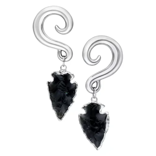 Obsidian Stone Dangle Ear Weights