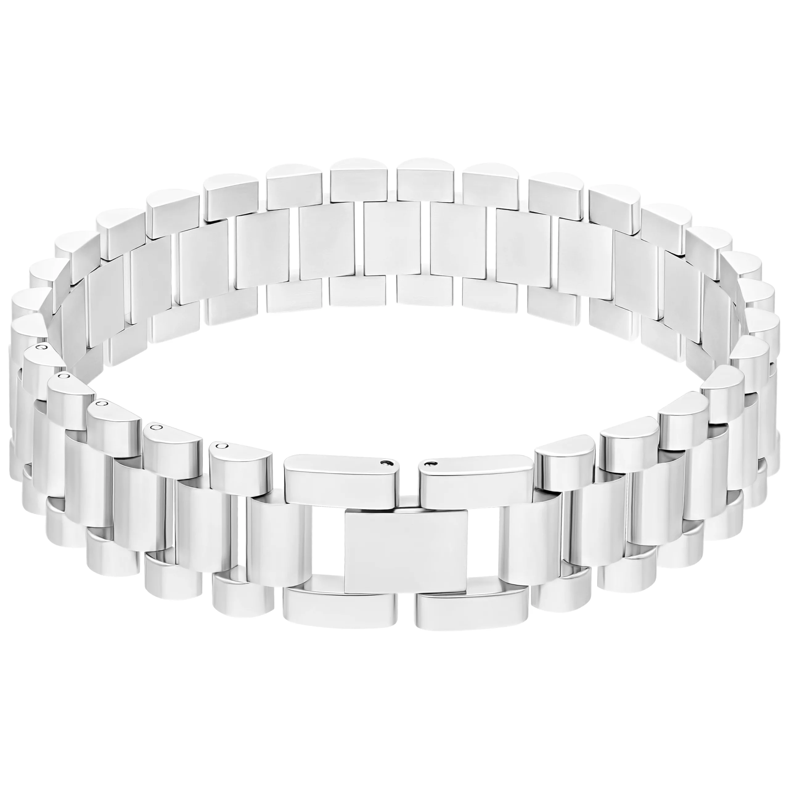 Bracciale Argento Watch in Acciaio Chirurgico 316L su sfondo bianco
