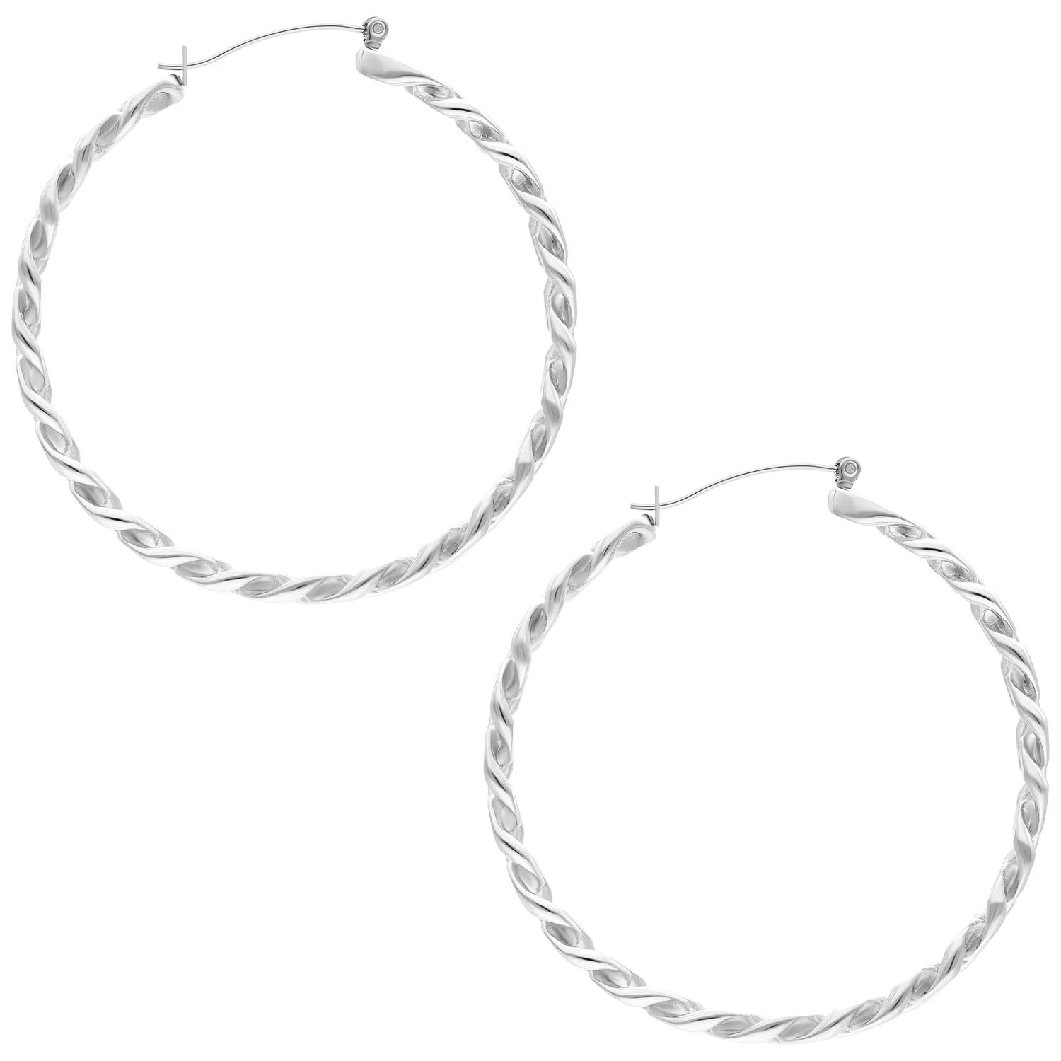 Hoops Curbchain in argento in acciaio chirurgico con chiusura a scatto su sfondo bianco