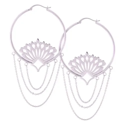 Orecchini Hoops pavone pendenti in acciaio