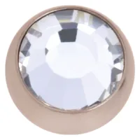 Runder Piercing-Aufsatz aus roségoldenem Chirurgenstahl mit klarem Kristall auf weißem Hintergrund