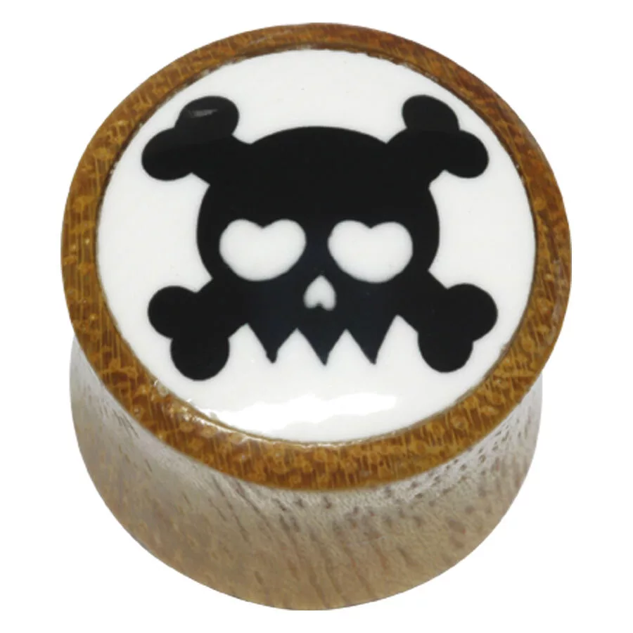 Wood & Buffalo Horn Skull & Corssbone Plug