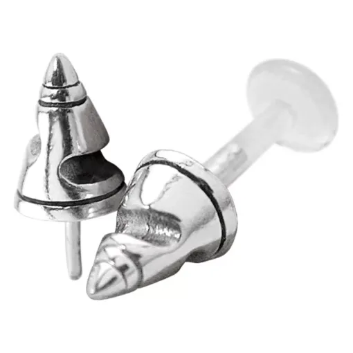 BioPlast Steck Labret Silver Cut out Cone