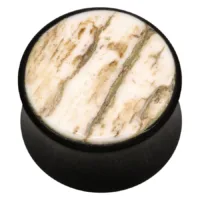 Fossilized Mammoth Ivory Inlay Buffalo Horn Plug
