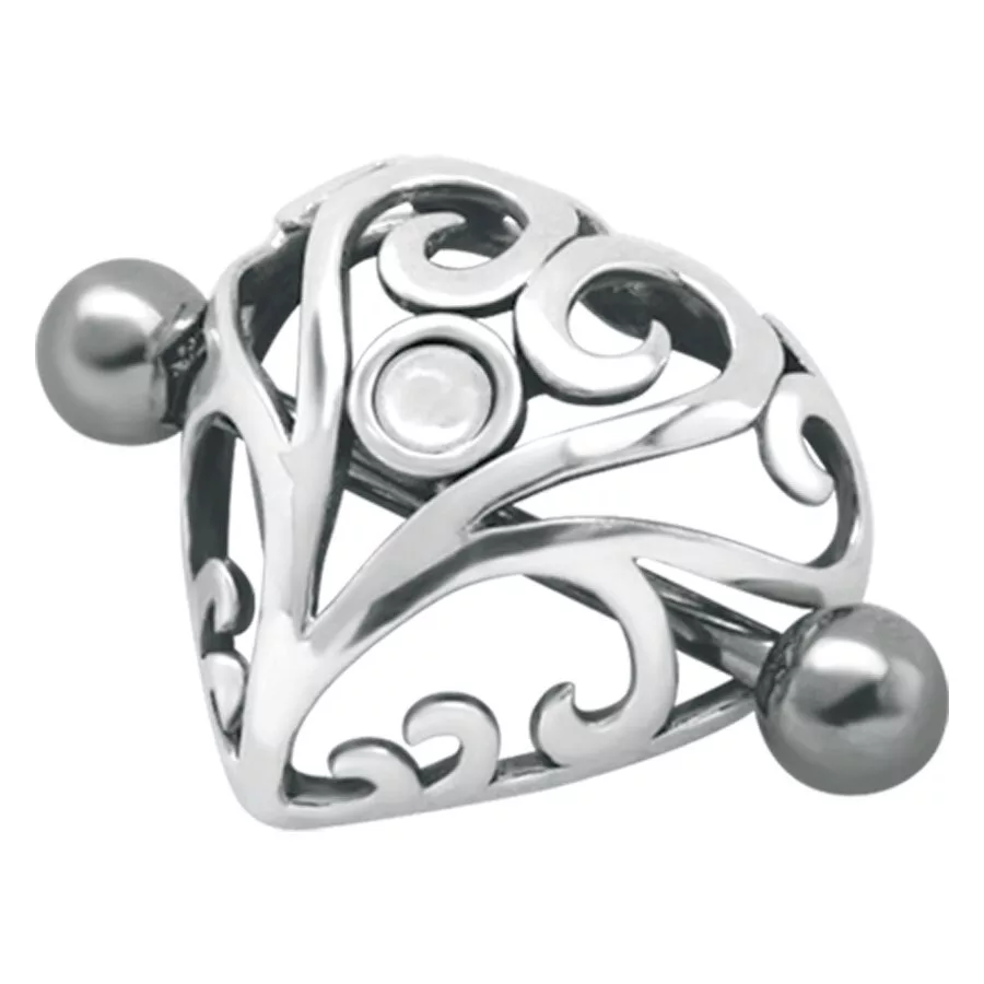 Silver Nipple Crown Jewelled Heart