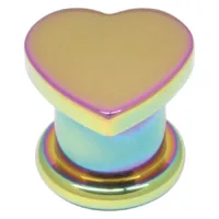 Steel Basicline® Screw Front Fleshtunnel Rainbow Heart