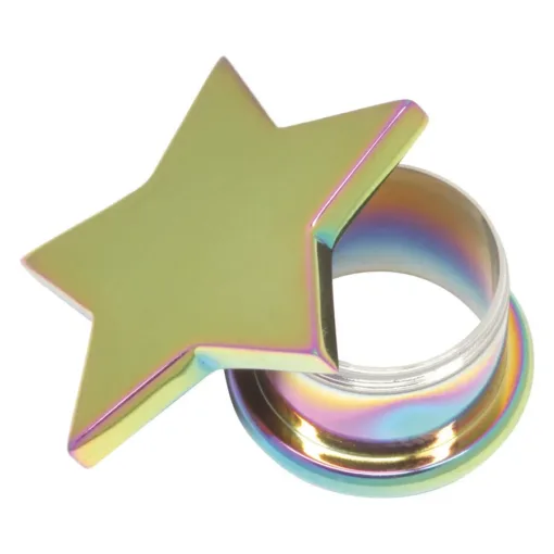 Steel Basicline® Screw Front Fleshtunnel Rainbow Star