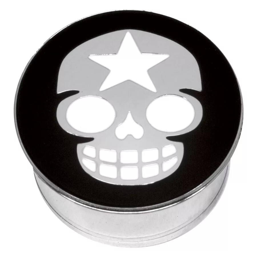 Steel Basicline® Single Flared Impression Plug "Star Skull on Black"