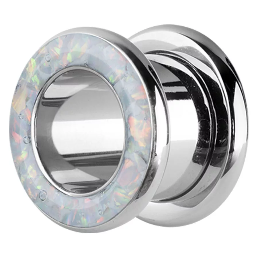 Steel Basicline® - Synthetic Opal Flesh Tunnel White