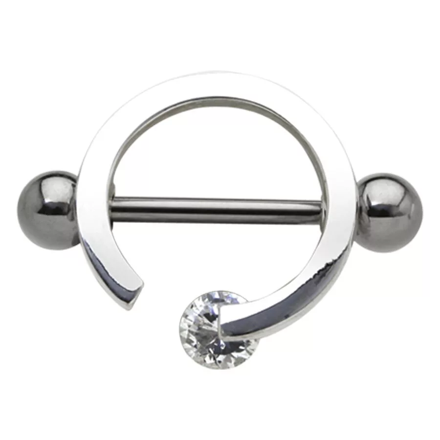 Silver Spinning Stone Nipple Rounder