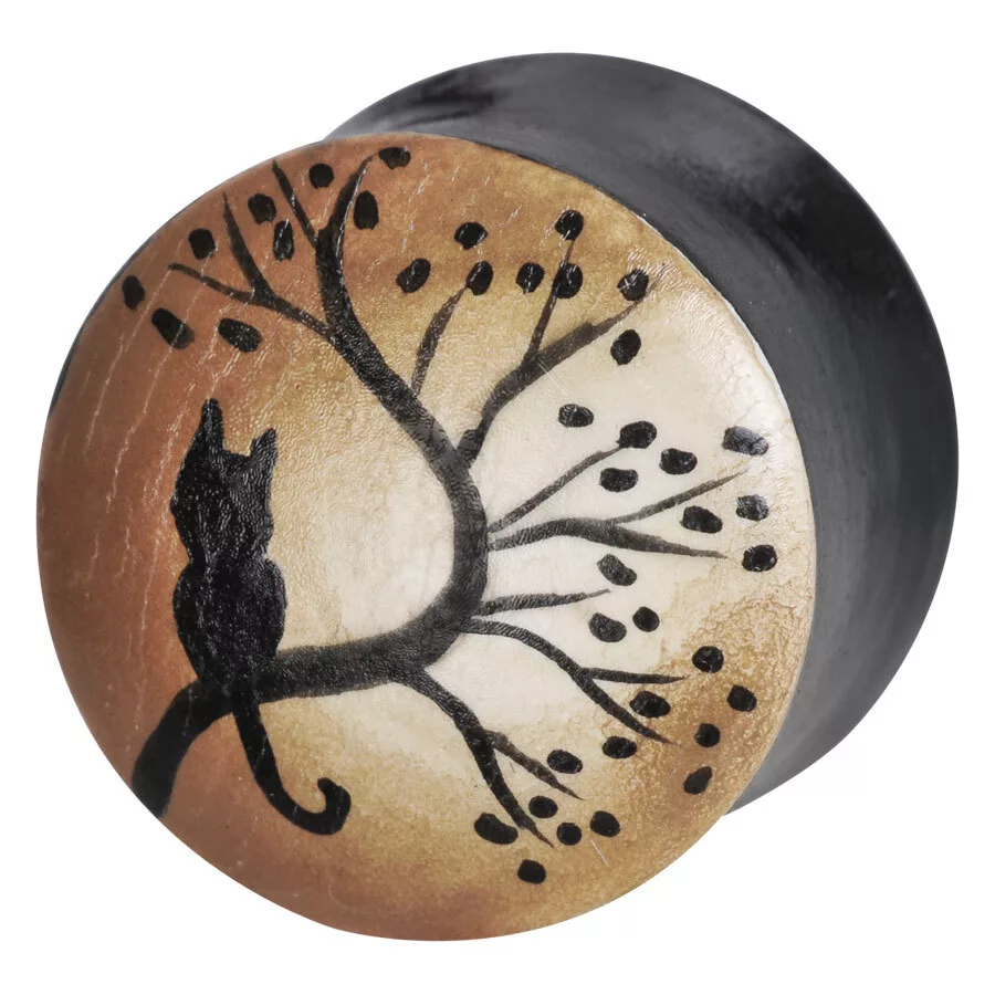 Organic Wood painting Eartunnel Cat