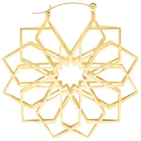 Kaleidoscope Hoops dorati con motivo geometrico su sfondo bianco