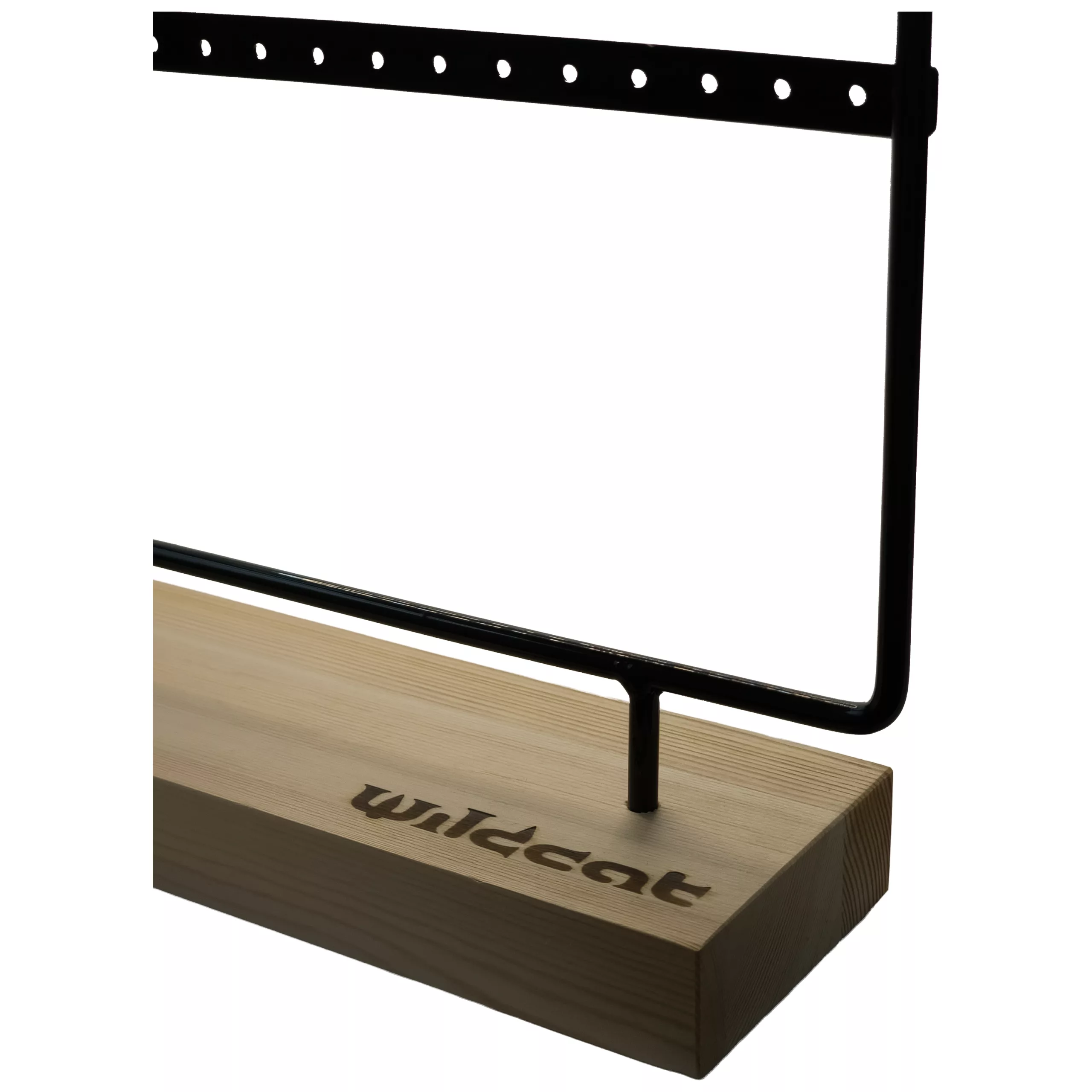 Display nero per cerchi Wildcat in metallo con base in legno