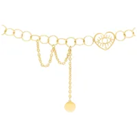 Choker Heart Eye dorato in acciaio chirurgico Choker dorato con ciondolo a forma di cuore e catene, acciaio chirurgico