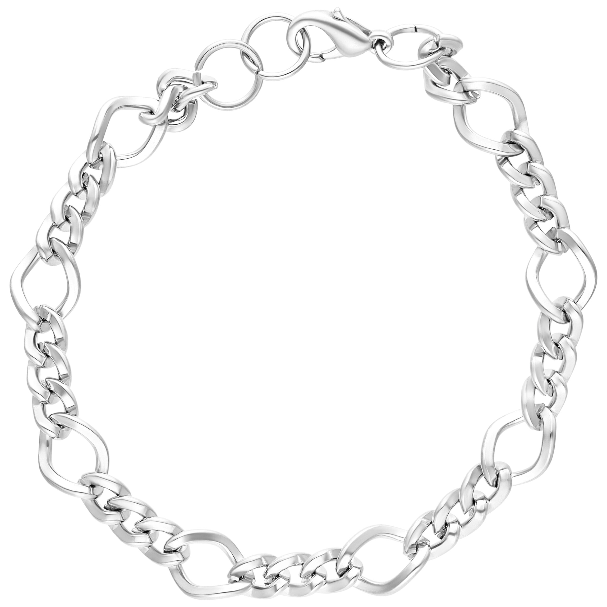 Silbernes Armband aus Chirurgenstahl auf weißem Hintergrund