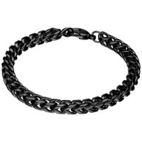 Bracciale intrecciato nero in acciaio chirurgico su sfondo bianco