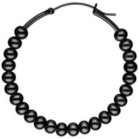 Orecchini Bubble Hoops neri in acciaio chirurgico, lucidati a specchio, su sfondo bianco