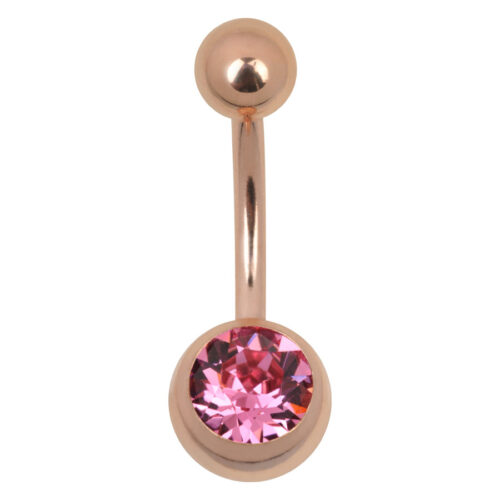 Banana Bell in oro rosa con cristallo rosa su sfondo bianco