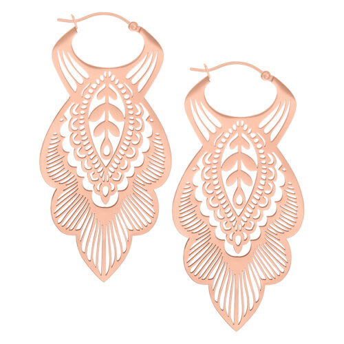 Orecchini Hoops Mandala in acciaio - Oro rosa