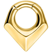 Goldenes dreieckiges Ohrgewicht aus Chirurgenstahl, Studiohintergrund