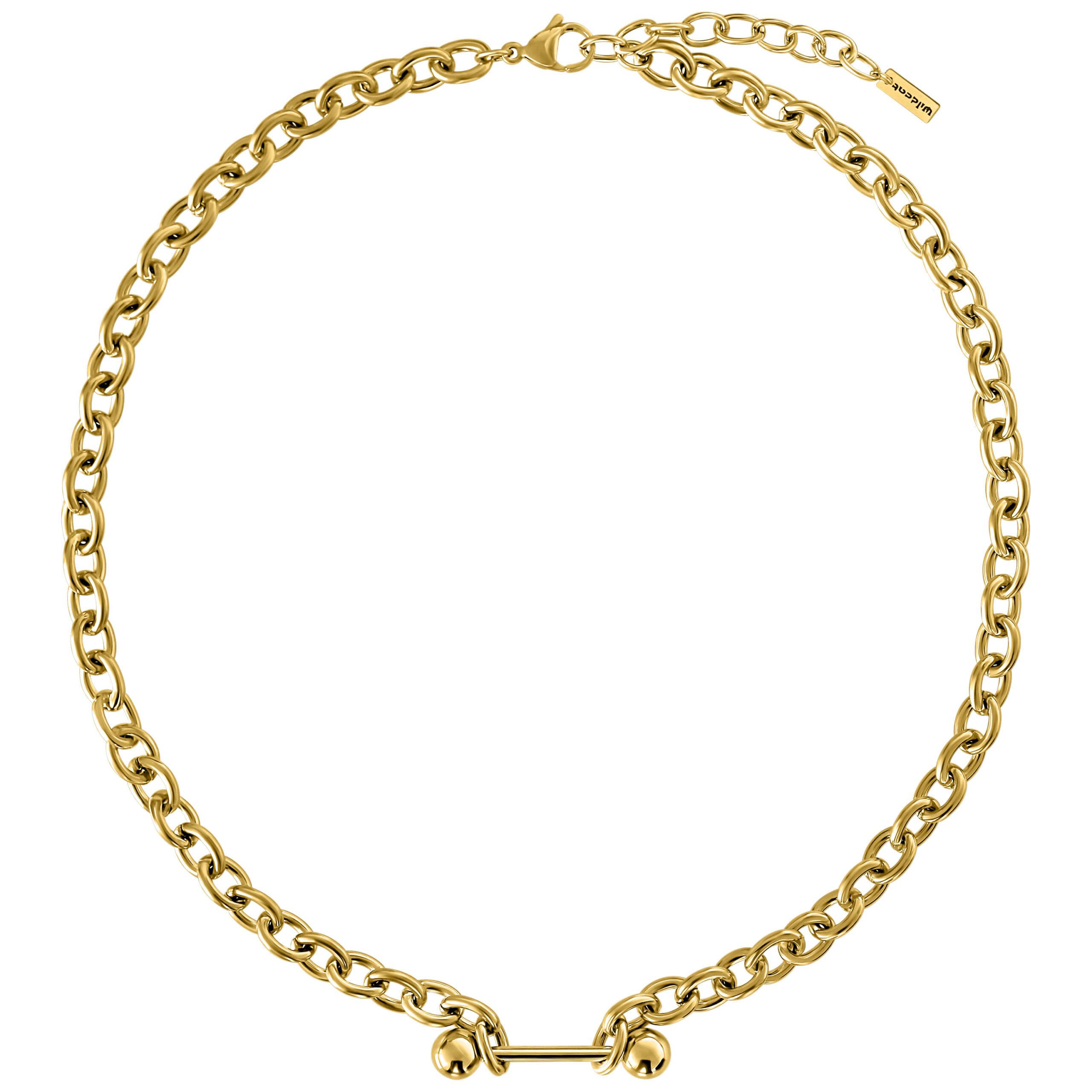 Goldene Barbell-Kette aus Chirurgenstahl auf weißem Hintergrund