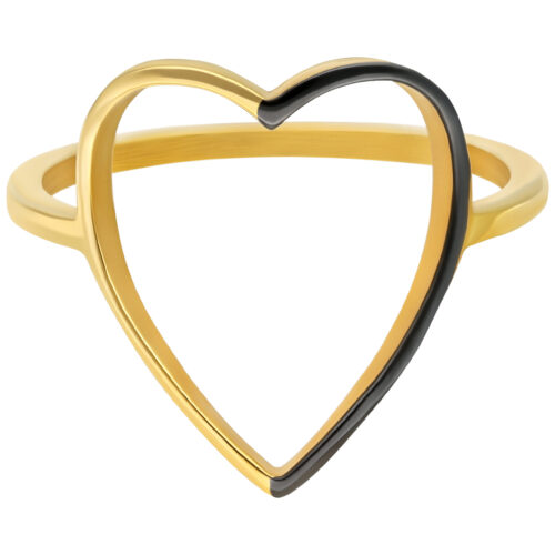 Anello Cuore Doppio Colore in Acciaio