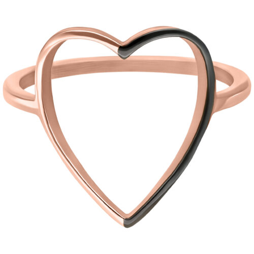 Anello Cuore Doppio Colore in Acciaio