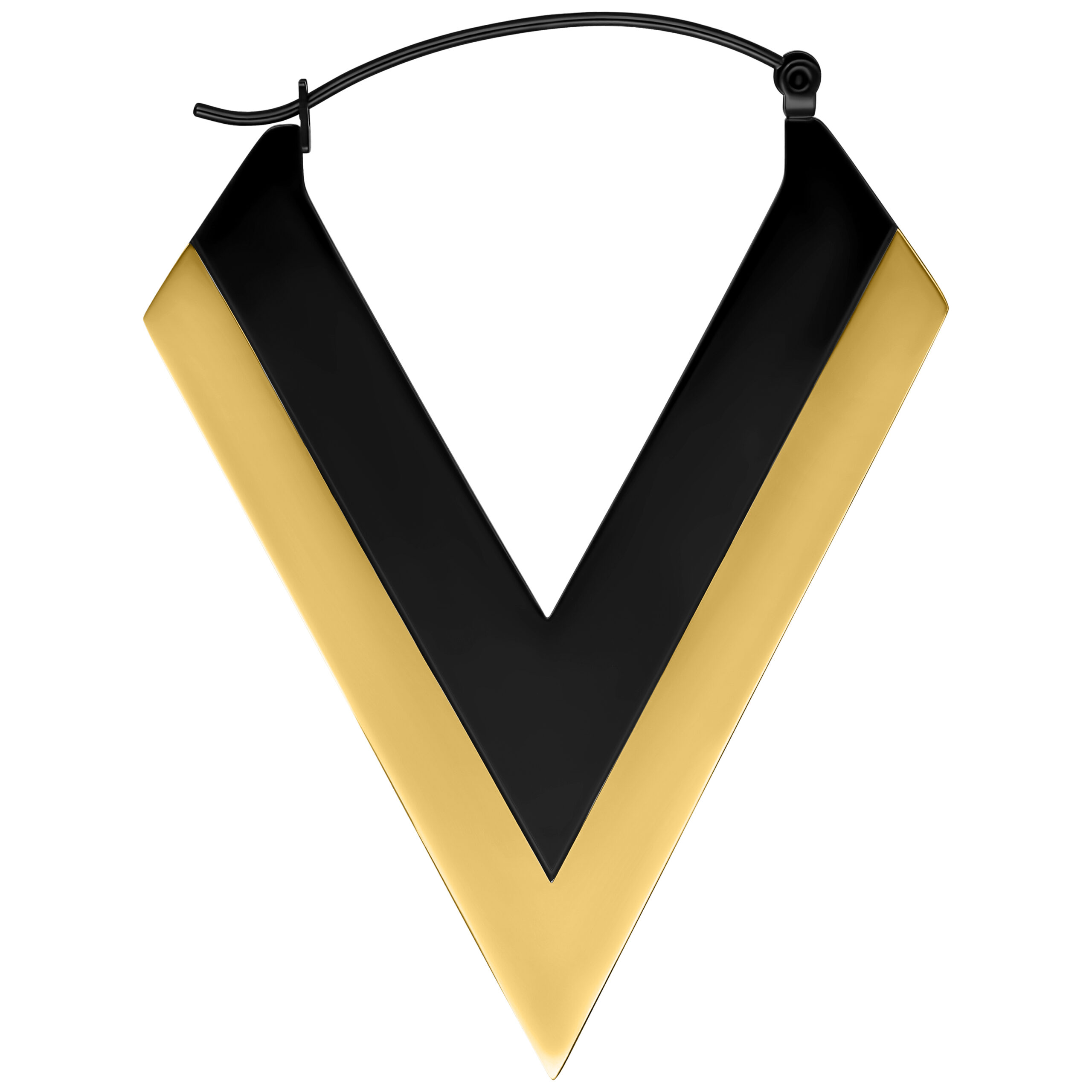 Goldener und schwarzer V-förmiger Ohrring aus Chirurgenstahl