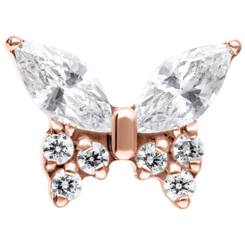 Push Fit Multi Jewelled Butterfly Attachment - Oro rosa