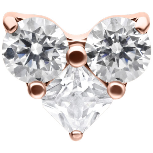 Push Fit Crystal Heart Attachment - Oro rosa