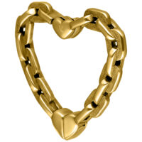 Verena Venus Herz Ohrgewicht Gold Goldenes herzförmiges Ohrgewicht auf weißem Hintergrund