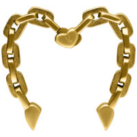 Goldene Herz Ohrgewichte von Verena Venus Goldene Ohrgewichte in Herzform auf weißem Hintergrund