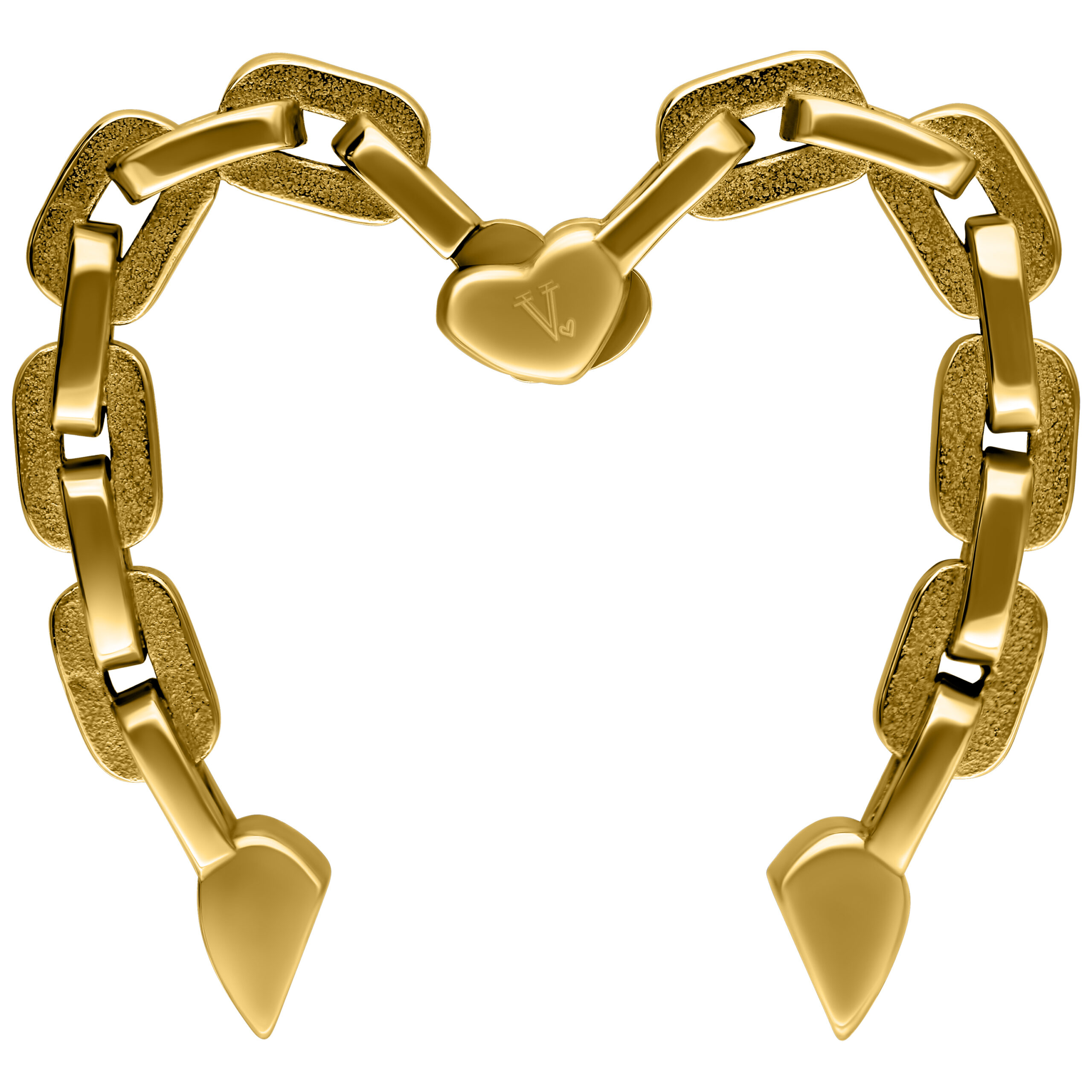 Goldene Herz Ohrgewichte von Verena Venus Goldene Ohrgewichte in Herzform auf weißem Hintergrund