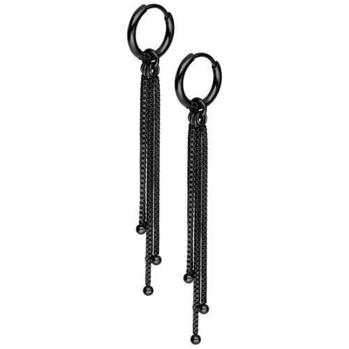 Little Square Venezia Chain Hoops (pair) - Nero